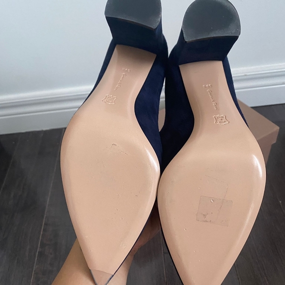 Gianvito Rossi Piper 85 Blue Suede Block Heels - Picture 8 of 8